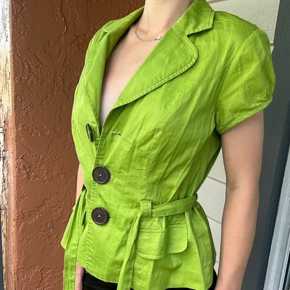 Dead Stock RB Collection Button Up Tie Around Green Office Chic Office Siren - Picture 3 of 3